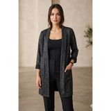 MODA Simli Siyah Şık Hırka / Kimono Ceket