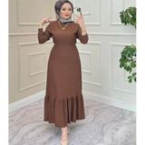 Moda Sindoma Kadın Eteği Volanlı Elbise Kahverengi