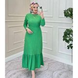Moda Sindoma Kadın Eteği Volanlı Elbise Yeşil