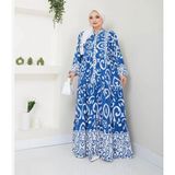 Moda Sindoma Kadın Etnik Desenli Elbise Mavi
