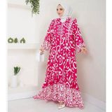 Moda Sindoma Kadın Etnik Desenli Elbise Pembe