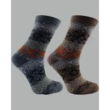 Moda Socks 2 Çift Desenli Kadın Soket Çorap kadın 2 farklı renk - Kahverengi - 36 - 40
