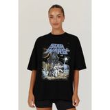 MODA Star Wars Darth Vader Yıldız Savaşları Baskılı Oversize Kalıp Siyah Geniş Bol Kesim Kadın Tişört
