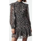 Moda Stil Regular Dik Yaka Mini Boy Geometrik Dokuma Kışlık Elbise