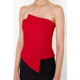Moda Straplez Dokuma Fit Düz Desen Şık gece Regular Kolsuz Bluz