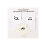MODA Süper Dad Mom Baby Baskılı Cinsiyet Partisi Anne Baba Bebek Aile Tişört Zıbın Kombin