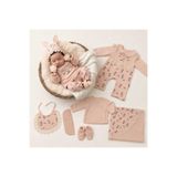 MODA TAVŞAN KABARTMALI KULAKLI KIZ BEBEK 0-3 AY %100 PAMUKLU 10 LU HASTANE ÇIKIŞI ZIBIN SETİ