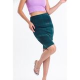 Moda Tekcan Dizde Kalem Etek - 34 - Altın - Yeşil