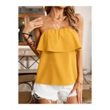 MODA Trend fırfırlı omuzlardan açık lastikli cool kadın bluz