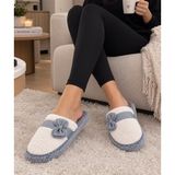 Moda Trendy Papyon Peluş Tüylü Kışlık Kadın Ev Terliği Yumuşak Taban Sıcak Tutan Iç Mekan Rahat Terlikler Misafir Çeyizlik Hediye - Gri