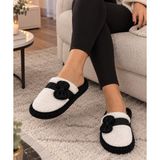 Moda Trendy Papyon Peluş Tüylü Kışlık Kadın Ev Terliği Yumuşak Taban Sıcak Tutan Iç Mekan Rahat Terlikler Misafir Çeyizlik Hediye - Siyah