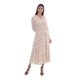 Moda Tuğram Kadın Bej Desenli Maxi Elbise BEJ 44