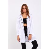 Moda Tuğram Micro Beyaz Midi Yağmurluk & Rüzgarlık