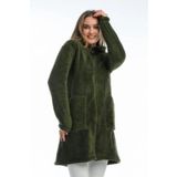 MODA UGS Kadın Siyah Uzun Fermuarlı Peluş Hırka welsoft