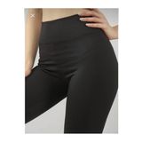 Moda Ugs Siyah Fitilli Çizgili Tayt Yüksek Bel Dayanıklı Örme Kumaş Spor Tayt Toparlayıcı