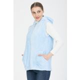 MODA VUSLAT Kadın Bebe Mavisi Kısa Polar Yelek