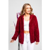 MODA VUSLAT Kadın Bordo Polar Hırka