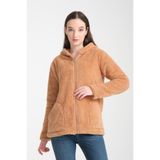 MODA VUSLAT Kadın Camel Rengi Polar Hırka