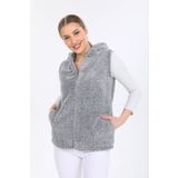 MODA VUSLAT Kadın Gri Fermuarlı Polar Yelek
