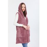 MODA VUSLAT Kadın Gül Kurusu Uzun Fermuarlı Polar Yelek