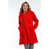 MODA VUSLAT Kadın Kırmızı Uzun Polar Hırka