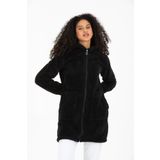 MODA VUSLAT Kadın Siyah Uzun Fermuarlı Polar Hırka