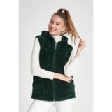 MODA VUSLAT Kadın Zümrüt Yeşili Kısa Polar Yelek