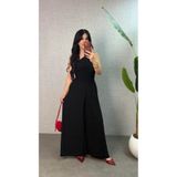 moda wanilia Kadın Tek Omuz Büzgü Detaylı Geniş Paça Sandy Tulum