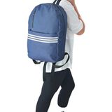 Moda West Unisex Şerit Baskılı Su Geçirmez Kumaş 3 Bölmeli Sırt Okul Çantası Notebook Evrak Laptop Çanta - 0 - Siyah