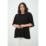 Moda Xlarge Kadın Büyük Beden Pileli V Yaka Bluz 1847-25 - Siyah