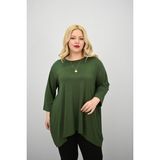 Moda Xlarge Kadın Büyük Beden Truvakar Kol Asimetrik Kesim Tunik 1964-25 - Haki