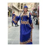 MODA Yöresel Etnik Elbise Mardin %100 Doğal Pamuklu Renk-SaksMavi Özel Üretim!!