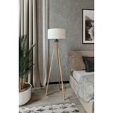 Moda35. Yuvarlak Bej Kumaş Başlık Mdf Tripod Kahve Ayak LY520 - Renkli