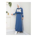 moda4b 2’li Tesettür Spor Elbise Takım – Çizgi Detaylı İki İplik Pamuk Kumaş n-05454 _ mavi