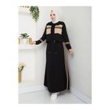 moda4b 2’li Tesettür Spor Elbise Takım – Çizgi Detaylı İki İplik Pamuk Kumaş n-05454 _ siyah