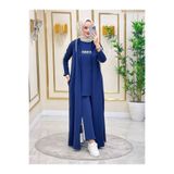 moda4b Tesettür kadın takim 3 parça , iki iplik kumas n-05115 _ mavi