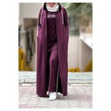 moda4b Tesettür kadın takim 3 parça , iki iplik kumas n-05115 _ mor
