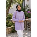 ModaAzen LİLA Bisiklet Yaka Oversize Kadın Triko Tunik