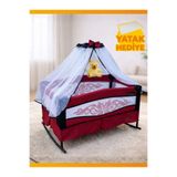 modabebekler Katlanır Mini Park Beşik Sallanır Anne Yanı Bebek Beşiği 50x80 Metal Tüllü Yatak Hediyeli