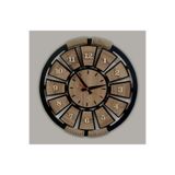 modabilge Shelife Ahşap Dekoratif Hasır Detaylı Duvar Saati 40x40 Cm Sessiz Akar Mekanizma