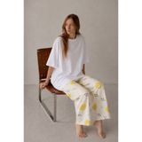 MODABOX Kadın %100 Pamuklu Pure Comfort Desenli Relax Fit Oversize Tişört Salaş Pijama Takımı