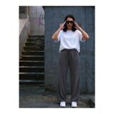 MODABOX Kadın Premium Oversize Eşofman Takımı Beyaz Tişört 2 İplik Eşofman Alt 2'li Set