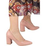 Modabuymus Erkly Stiletto Kalın Pudra Pembe Kadın Topuklu Ayakkabı