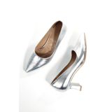 Modabuymus Kandy Gümüş Abiye Ayakkabı Kısa Topuklu Stiletto