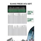 Modacar 30 Parça Elmas Freze Ucu Seti - 3Mm Şaft Profesyonel Gravür, Oyma Ve Hassas Taşlama Seti