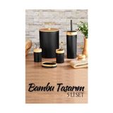 Modacar 5 Li Banyo Seti Bambu Design Siyah