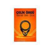 Modacar Çelik Örgü Kablo Kilit 12Mm 120 Cm Bisiklet Kilidi Motosiklet Kilidi Eşya Garaj Kilidi