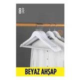 Modacar Elbise Askısı Beyaz Ahşap 8 Adet