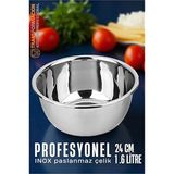 ModaCar Inox 24 CM 1.6 LT Karıştırma Kabı Profesyonel 304 Paslanmaz Çelik Kase