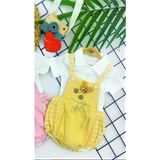 Modacity Kabartmalı Sevimli Fare Figürlü 2'li Bebek Salopet Tulum Takımı (Sarı) - 1 - 1,5 Yaş